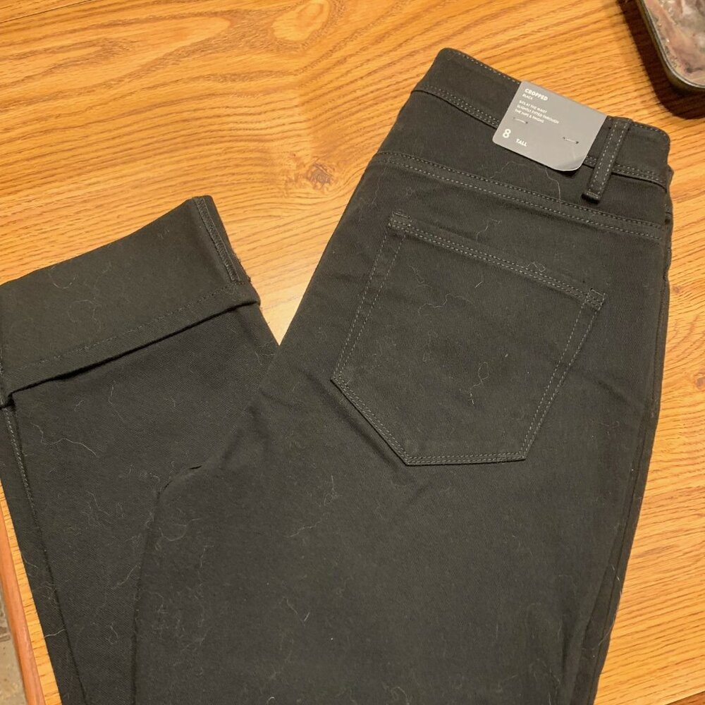 NWT $89 Black J.Jill cuffed cropped jeans 8 Tall